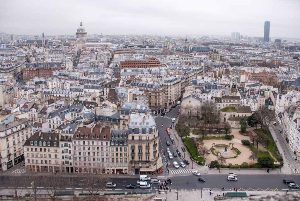 top view on Paris